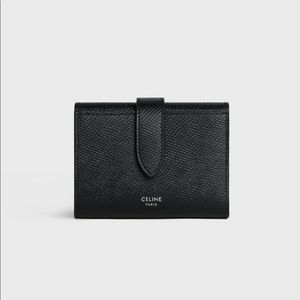 Celine - MEDIUM STRAP WALLET IN GRAINED CALFSKIN- 
BLACK - new